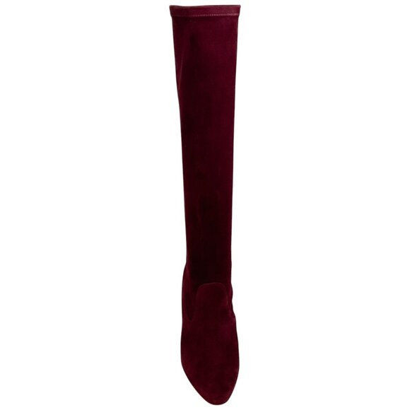 Manolo Blahnik Dark Red Suede Pamfilo 90 Boots - Picture 4 of 12